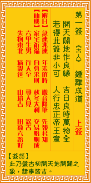 观音灵签1签解签详解白话全解