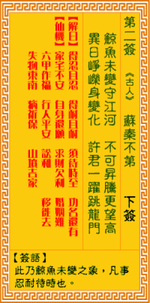 观音灵签2签解签详解白话全解